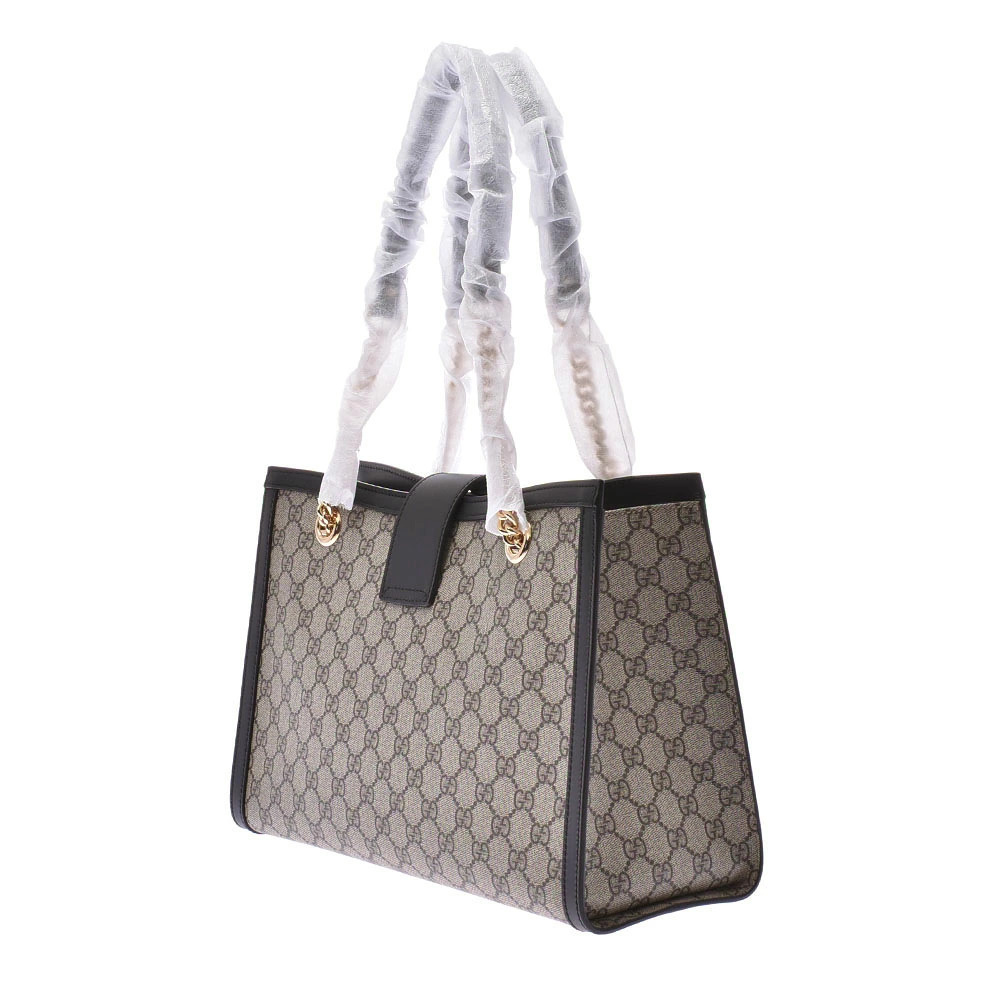 Gucci Leather Tote Chain GG Supreme Bag Padlock Gray